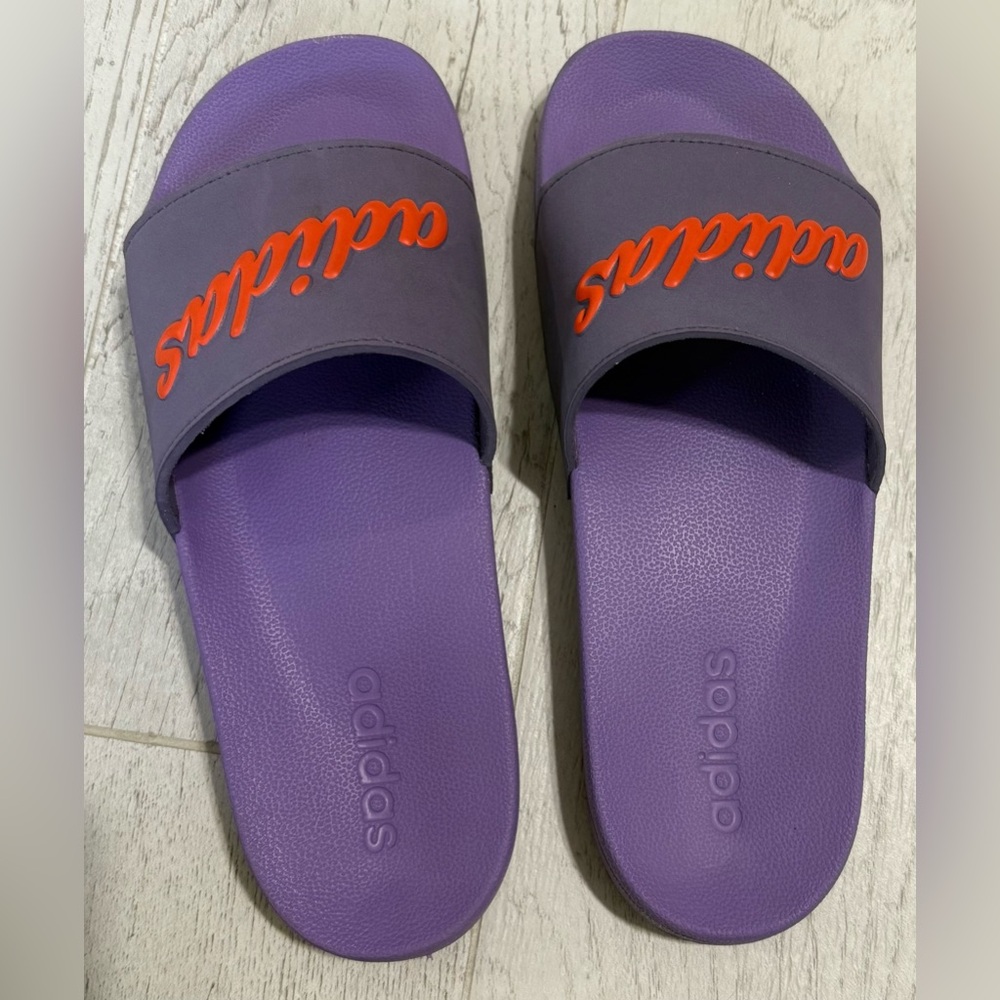 Purple Adidas Slides/Mens size 9, Women’s size 11/Gently used